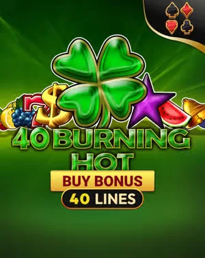 Capa do caça-níquel 40 Burning Hot Buy Bonus com um trevo verde.