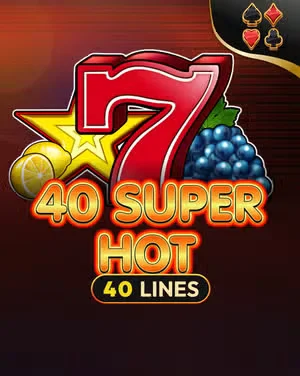 Capa do caça-níquel 40 Super Hot com um sete vermelho e frutas.