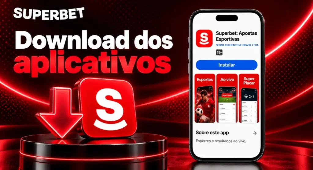 Tela para baixar Superbet, com o aplicativo de apostas esportivas e o botão Instalar