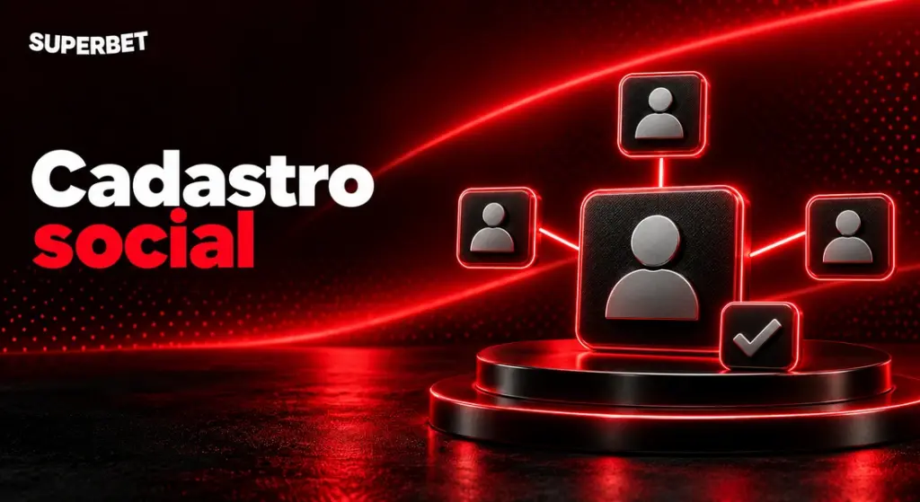 Cadastro social para uma conta Superbet, representado por perfis conectados e símbolo de confirmação