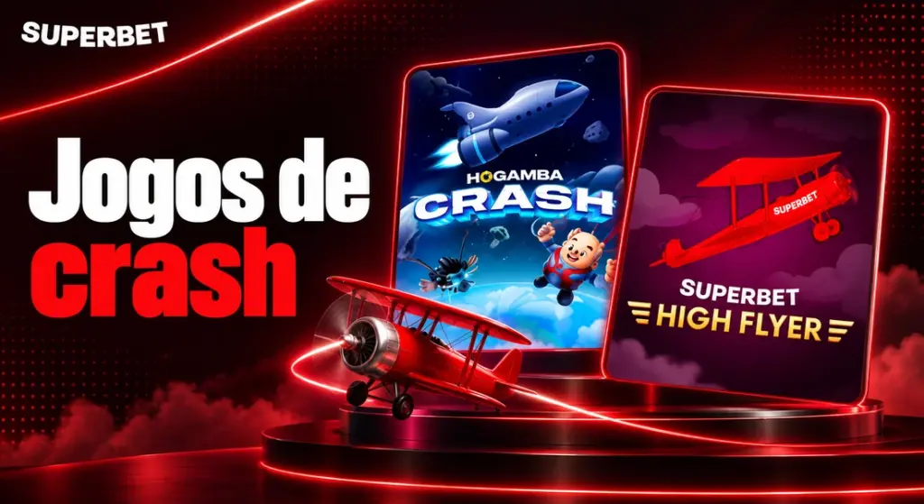 Jogo Superbet High Flyer ao lado de um jogo de crash com foguete e tema espacial