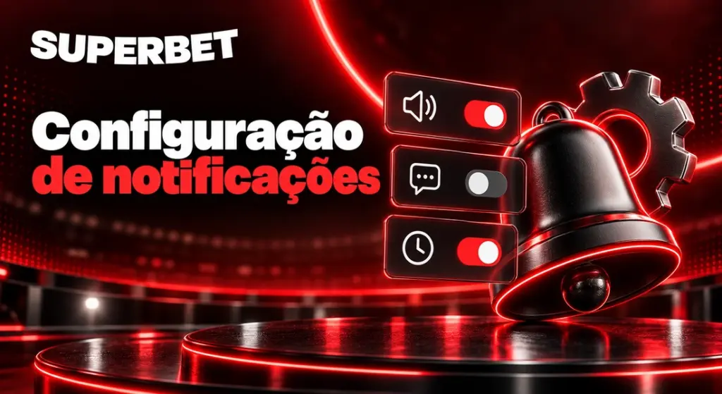 Configuração de notificações do aplicativo Superbet, com controles de som, mensagens e horários