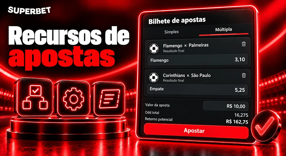 Bilhete de aposta na Superbet com clubes brasileiros, valor em reais e retorno potencial