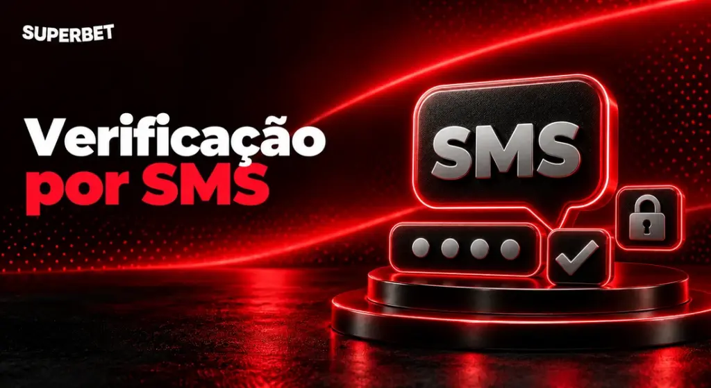 Verificação por SMS da conta Superbet, ilustrada por uma mensagem com código e um cadeado